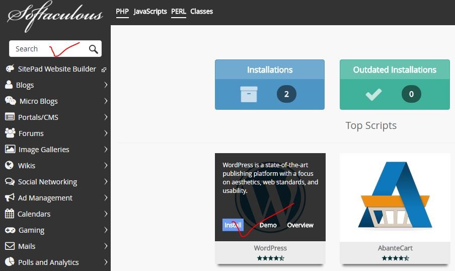 install wordpress Cpanel using Softaculous Apps Installer