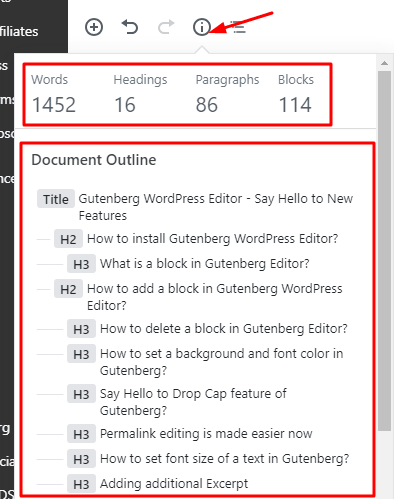 content structure and document outline in Gutenberg Editor by okay ravi