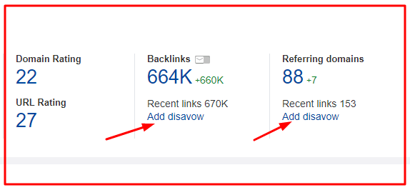 Backlinks disavow and referring domain disavow