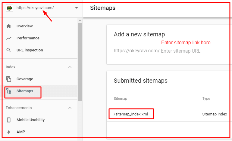 adding a sitemap in Google Search Console