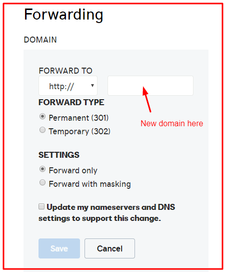 changing domain name using domain forwarding Godaddy okey Ravi