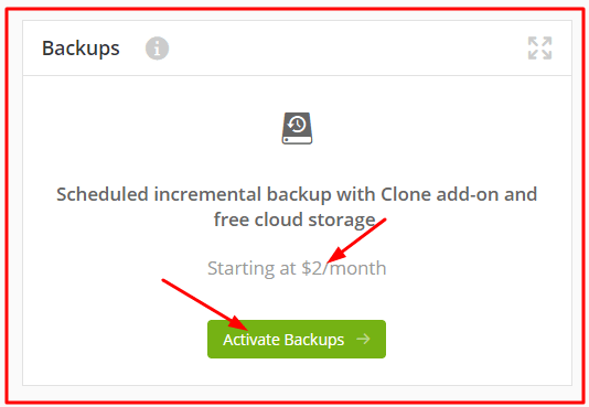 Activating and scheduling backup in ManageWP