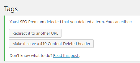 redirecting a deleted tag to some other content