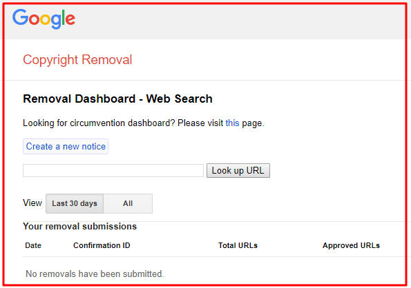 Google Copyright removal tool