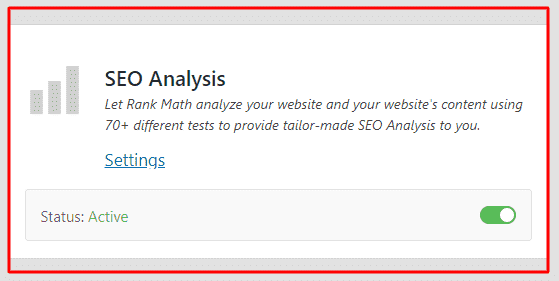 Enable SEO Analysis feature in Rank Math SEO Plugin