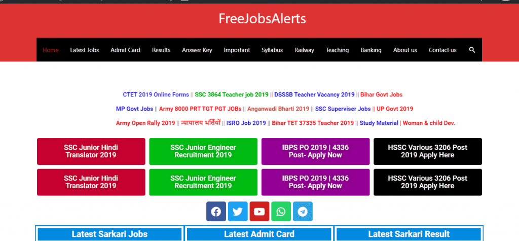 FreeJobalerts Sarkari result portal