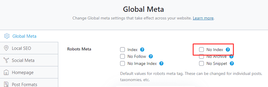 Global Meta settings in Rank math SEO