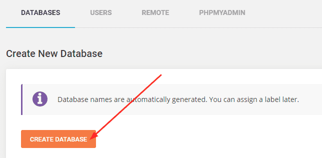 Create a new database in Siteground