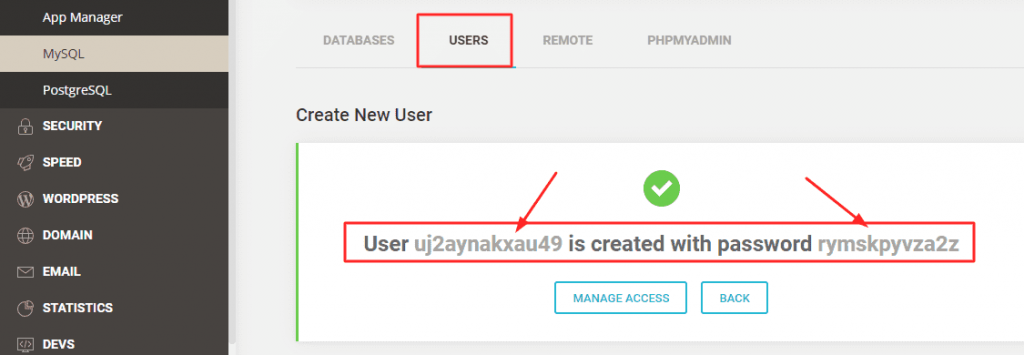 Creating New User in Siteground