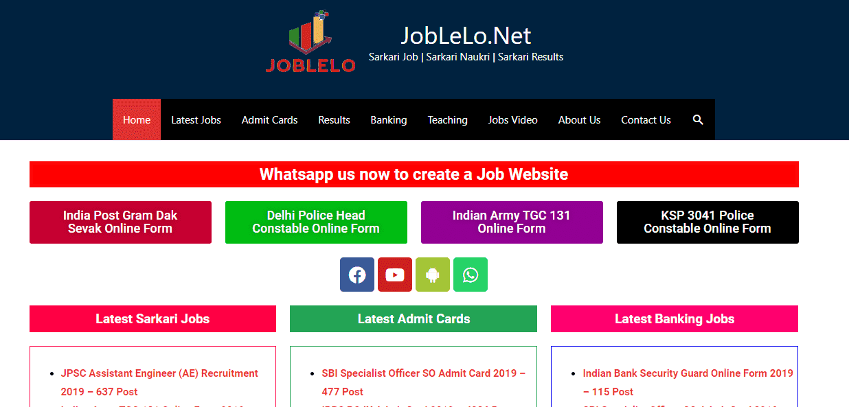 Joblelonet Sarkari Result Job Portal