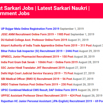 Latest Sarkari Naukri Page template