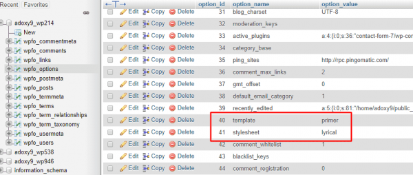 Change WordPress Theme From Database or phpMyAdmin - Ok Ravi